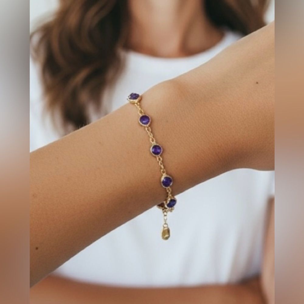 Elegant Gold & Purple Gold Filled Bracelet